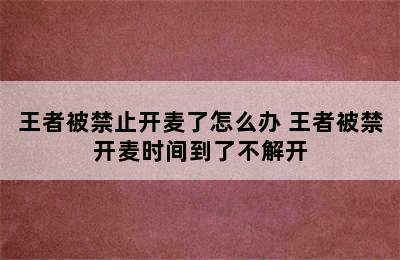 王者被禁止开麦了怎么办 王者被禁开麦时间到了不解开